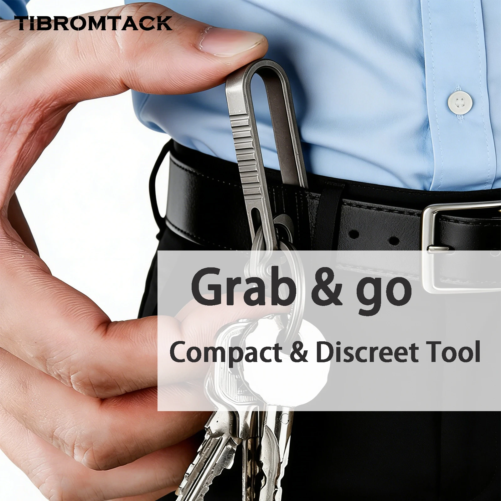 Фото Зажим для ключей TIBROMTACK из титанового сплава, зажим для ключей на ремень с быстросъемной пряжкой, легкий, высокопрочный (58×21×6 мм/10,3 г) №3