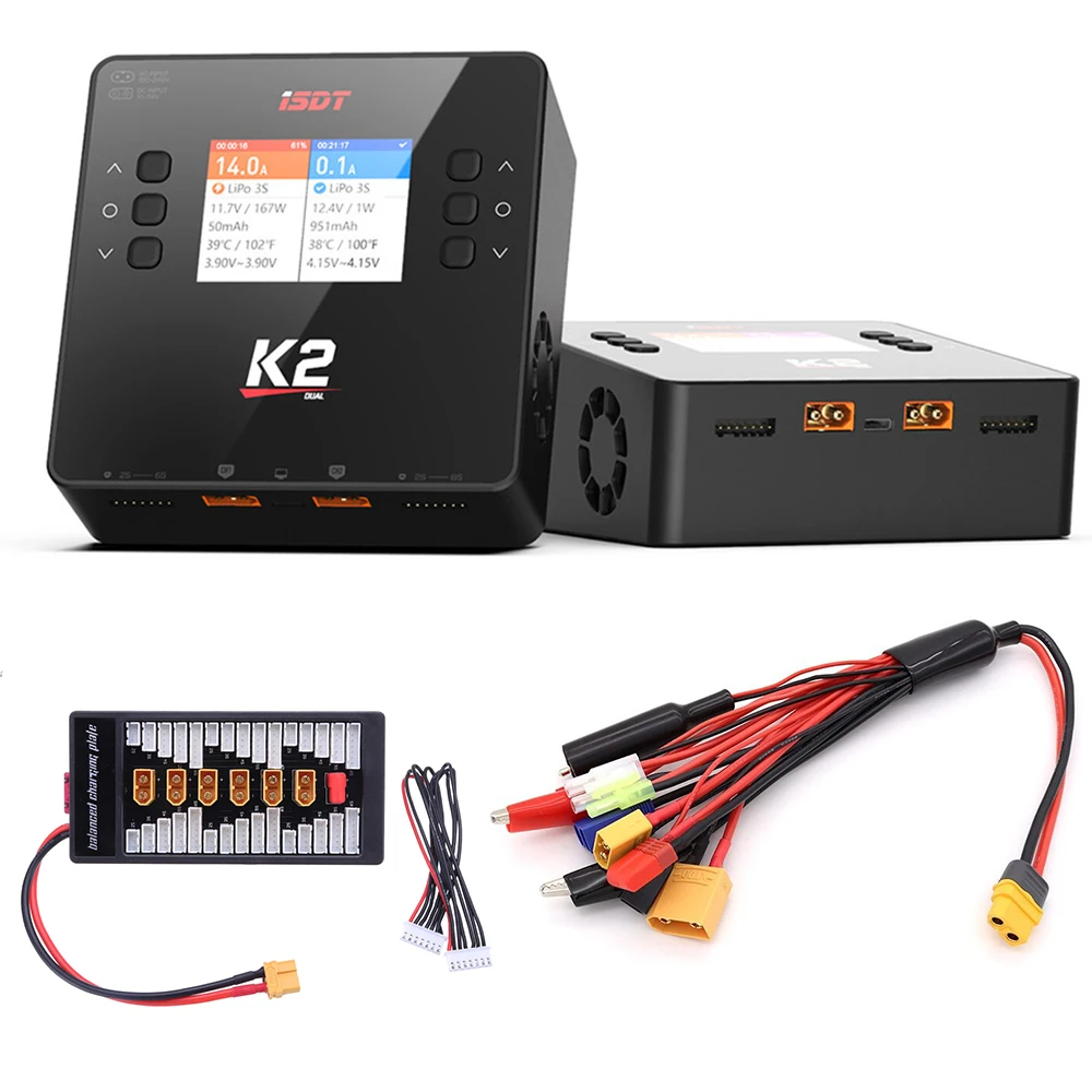 

ISDT K2 AC 200W DC 1000W 20A Dual Channel Balance Lipo Charger Discharger for Lipo NiMh Pb Battery