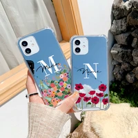 heart flower mirror tpu custom name letter case for iphone xs xr 13 12 11 pro max shockproof cover for iphone 7 8plus phone capa