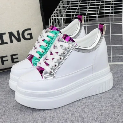 

Autumn Mesh Breathable Short Platform White Shoes Women's Breathable Mesh Height Increasing Insole Fashion Hip Hop Board Shoes