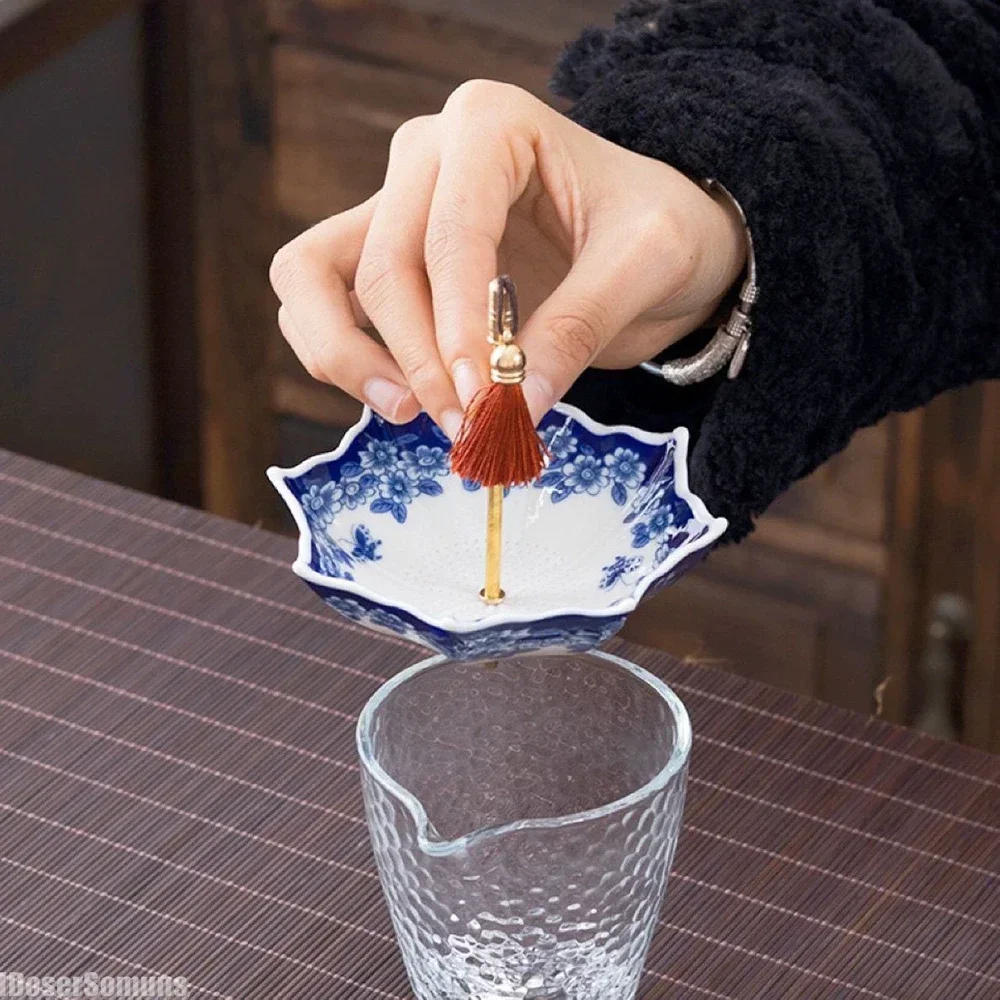 Сине-белые зонтики чайные фильтры керамические украшения для чайной церемонии