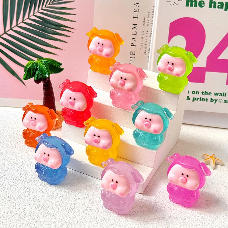 Мультяшная милая светящаяся мини-фигурка свиньи кавайное микропейзажное