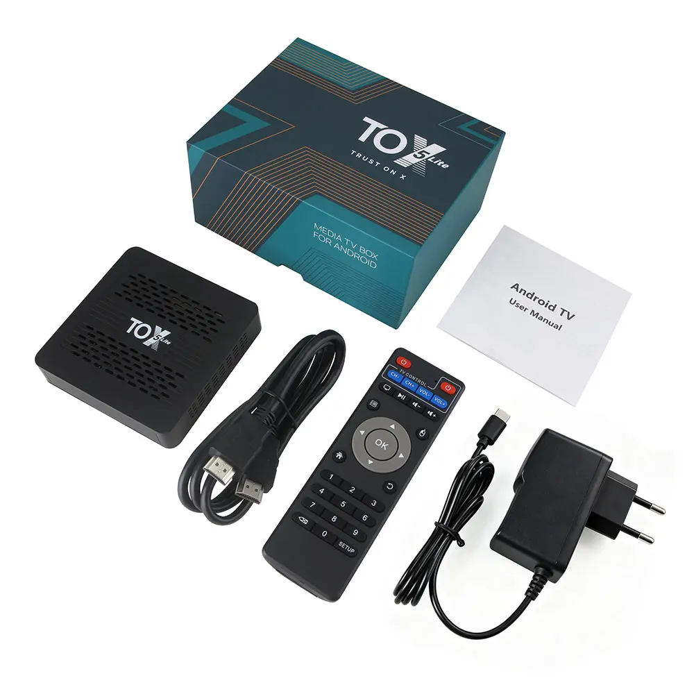 Смарт ТВ-приставка TOX5 Lite на Android 14, 2 ГБ ОЗУ, 32 ГБ ПЗУ, с S905X5M, двухдиапазонным Wi-Fi, 1000M LAN, BT4.1, поддержкой H.265, 4K 60fps, DLNA медиаплеер (art.: 3920dc2fb709a) - 3920dc2fb709a