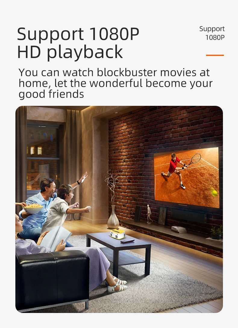 Беспроводной ЖК-проектор T20 Ohone с одинаковым экраном Full HD 60-400 дюймов большой экран