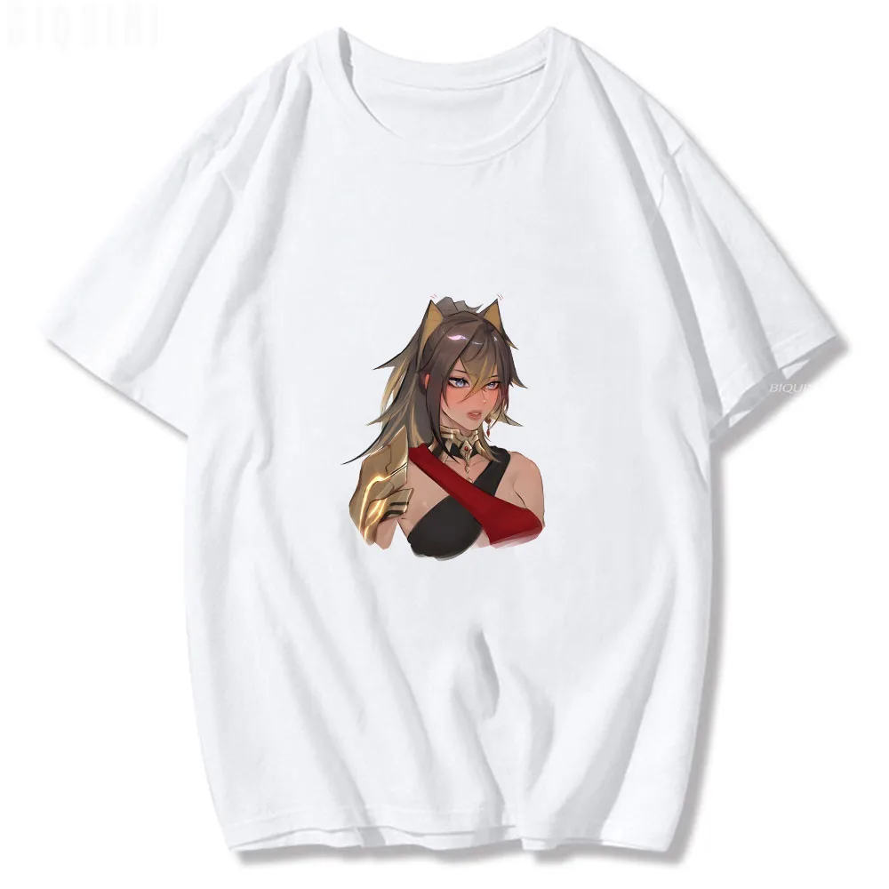 

Dehya Classic Genshin Impact Classic Graphic Cartoon Funny Cotton Print T Shirt Men Unisex Summer Fashion Short Sleeve Oversized