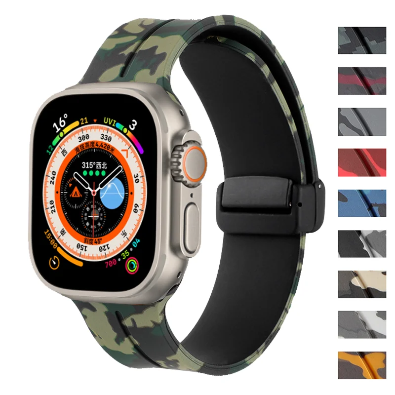 

Silicone Strap For Apple watch ultra band 49mm 44mm 45mm 41mm 40mm 42mm 38mm 45 mm Magnetic Bracelet iWatch Series 8 se 7 6 5 3