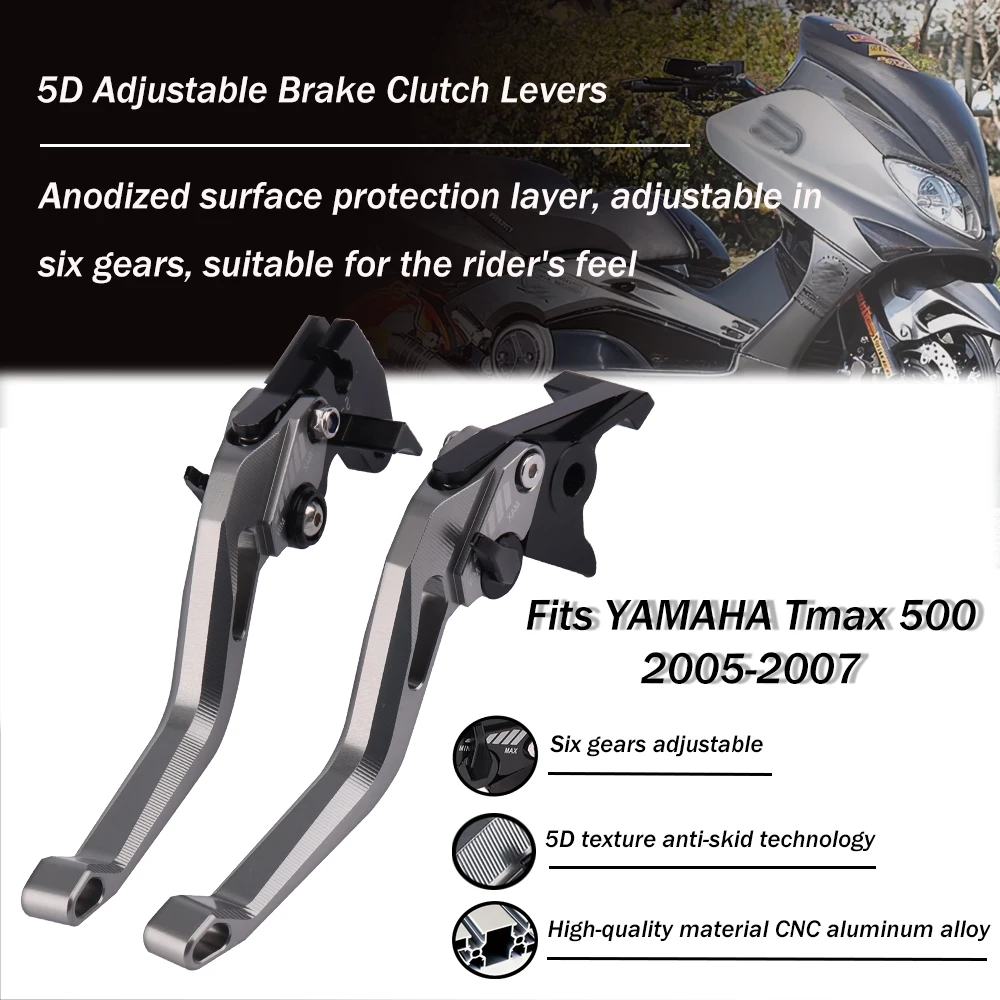 

Подходит для мотоцикла YAMAHA Tmax 500 T-max 500 TMAX500 2005 2006 2007 5D Регулируемые рычаги тормозного сцепления 3D с короткой ручкой