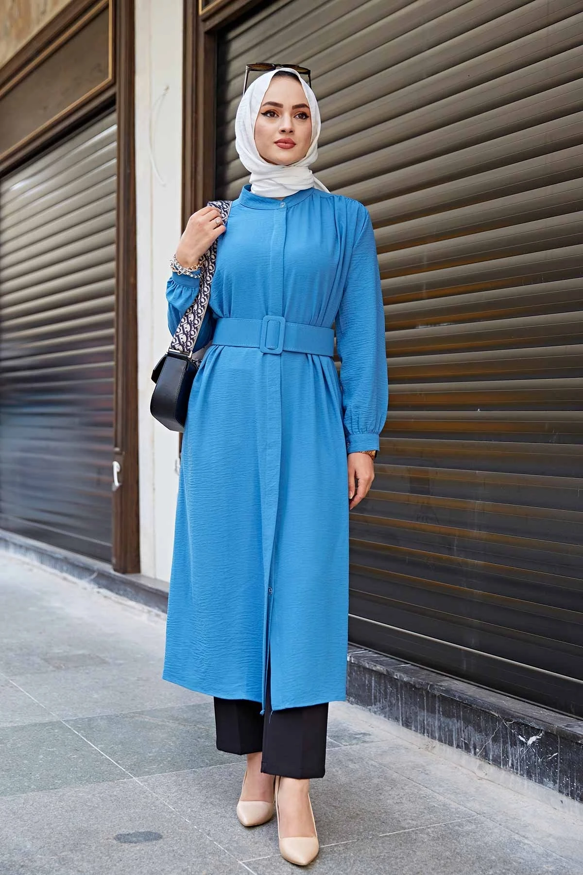 Kemerli Long Tunic-Indigo Winter Autumn 2021 Muslim Women Hijab headscarf islamic Turkey