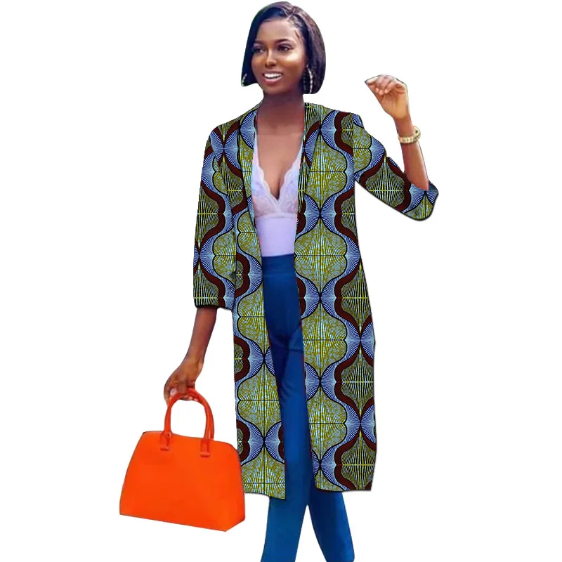 Cardigan Design Women's Long Blazers Three Quarter Sleeve Coats Trendy African Print Suit Jackets Ladies Ankara Outfit