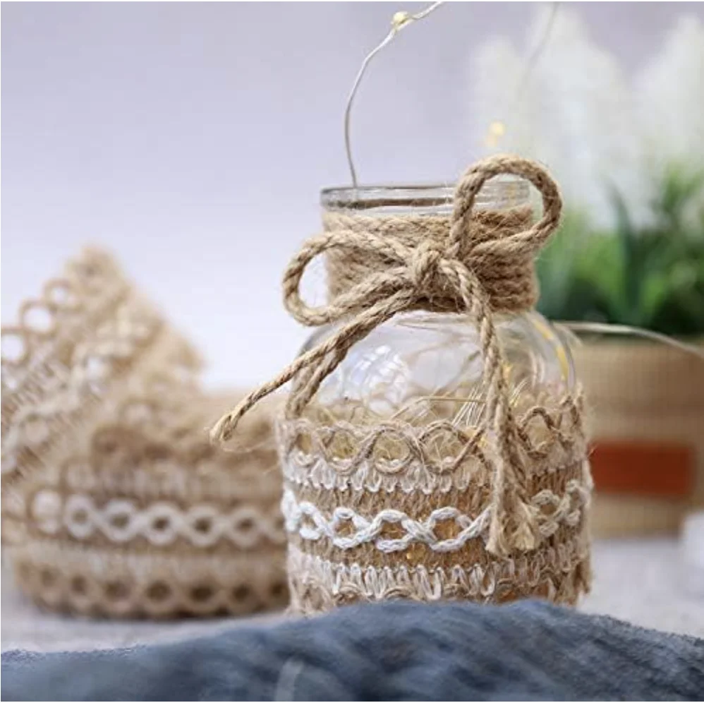 Рождественская мешковиная кружевная отделка натуральные кружевные ленты из