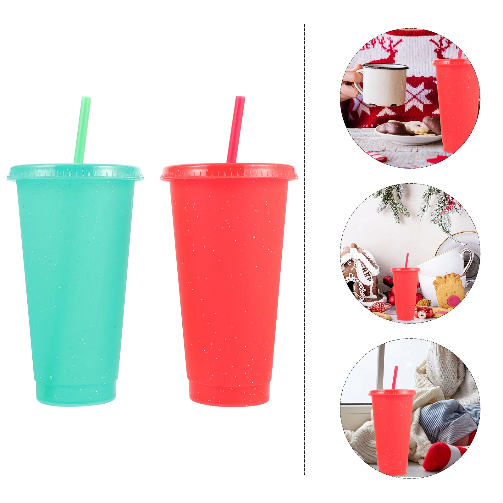 

Cups Christmasstraw Cup Water Mugsstraws Drinking Coffee Kids Tumbler Mug Cutelids Changing Color Themed