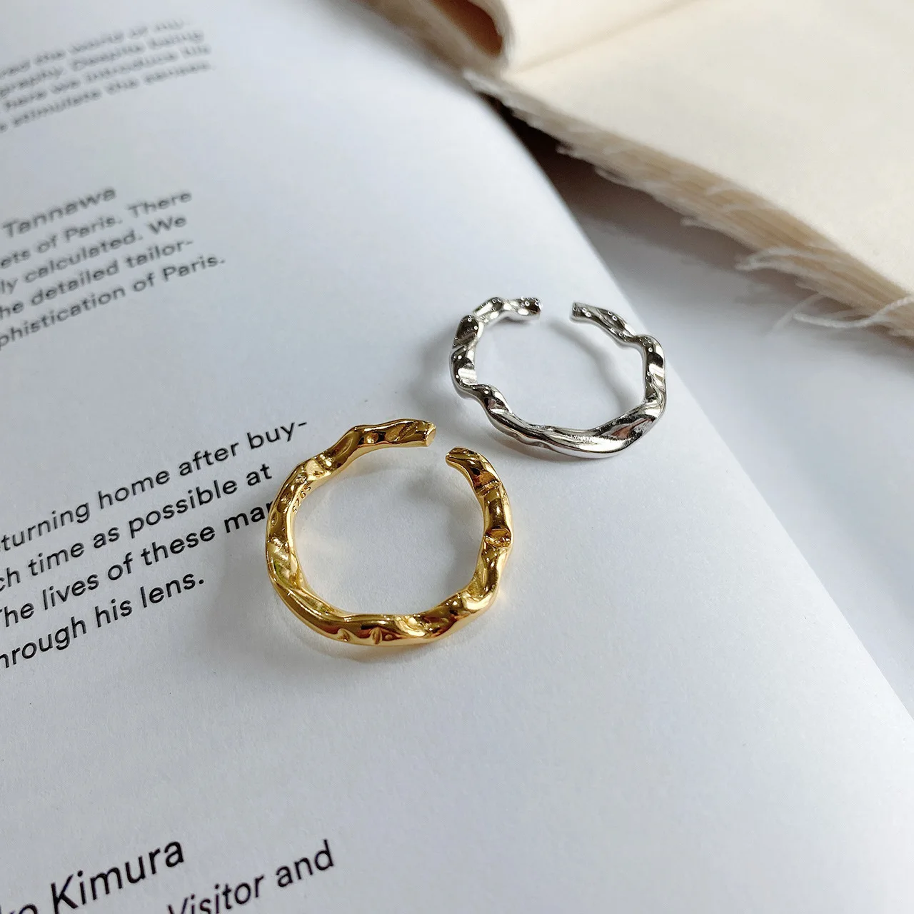SHANICE S925 sterling silver Irregular Wave Rings Trendy Simple Geometric Handmade Jewelry for Women Adjustable ring
