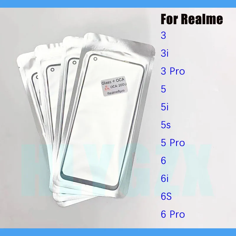 

10pcs TOP QC For OPPO For Realme 3 5 6 Pro 3i 5i 5s 6i 6s LCD Front Touch Screen Lens Outer Glass With OCA Panel Replacement