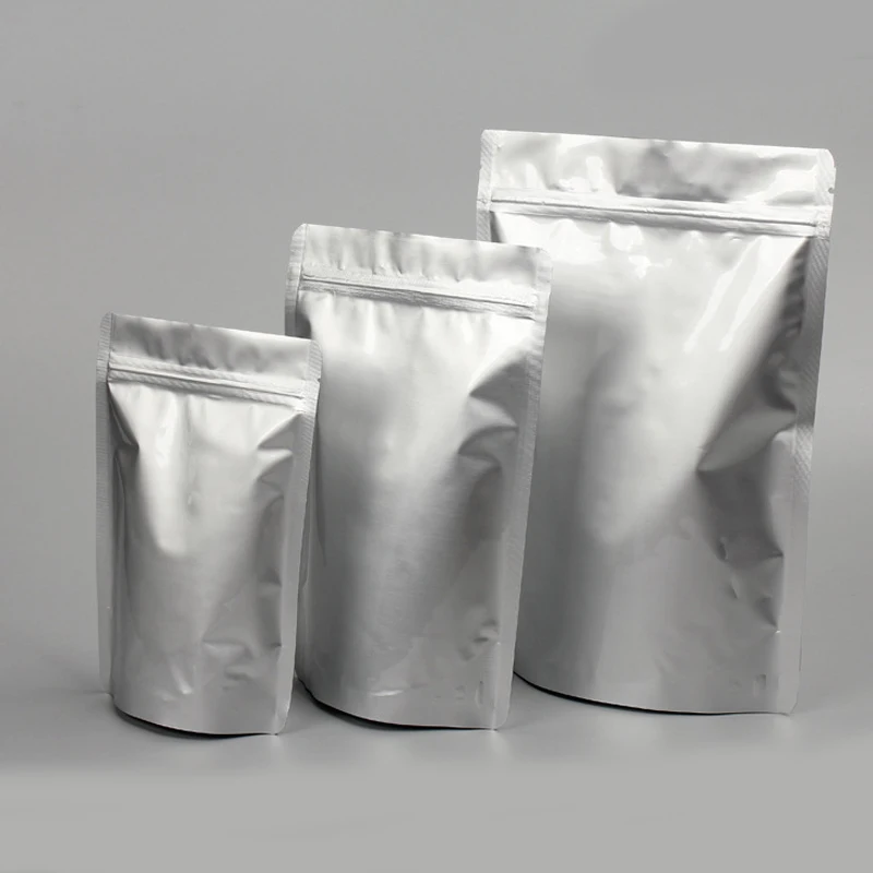 

Matte White Aluminum Mylar Foil Zipper Lock Standing Bag Self-Sealing Reusable Biscuit Coffee Bean Food Snack Chocolate Bag