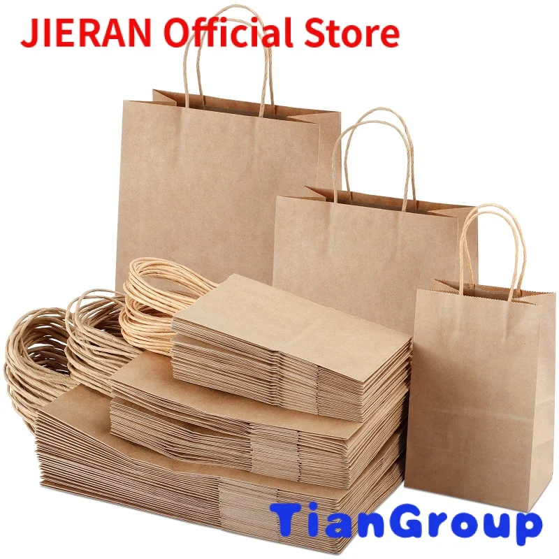 

Customized designer Logo Printed Recyclable biodegradable Brown Plain packing Kraft Shopping Paper Bags With logo Twisted Handle