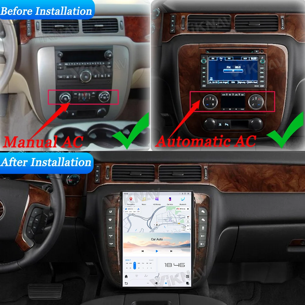 Android 13 8-дюймовый автомобильный радиоприемник для GMC-Yukon/Chevy Suburban Tahoe Auto AC 2007-2013
