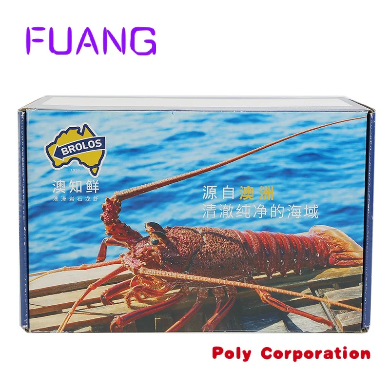 High end hard cardboard frozen seafood packaging paper box custom made logo corrugated paper cartopacking box for small business