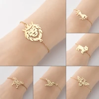 fashion stainless steel small animal pigeon jewelry thousand paper crane bracelet custom animal women hollow butterfly bracelet