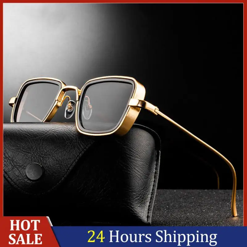 

Солнцезащитные очки в винтажном стиле для мужчин и женщин, аксессуар от солнца в металлической квадратной оправе, с защитой от ультрафиолет...