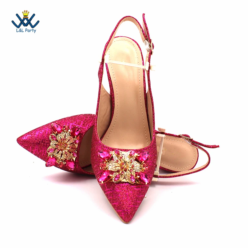 2024 New Arrivals Fuchsia Color Italian Design Shoes Matching Bag Set Mature Style African Ladies Pumps for Dress