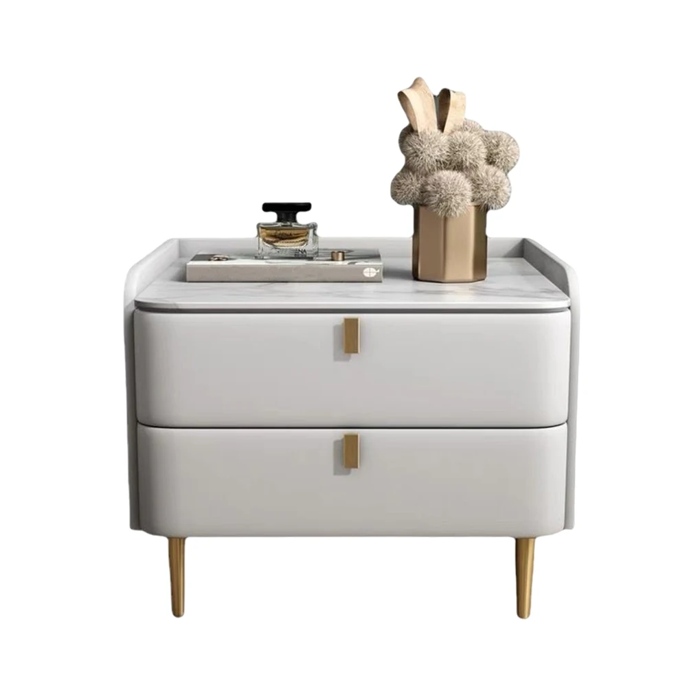 

Creativity Nightstands Bedroom Bedside Table Household Furniture Pine Material Microfibrous Skin Luxury