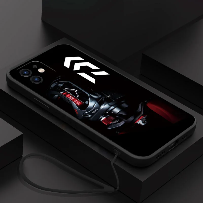

Fresco Caldo Daiwas Phone Case For iPhone 14 13 12 11 Pro Max Mini X XR XS MAX 8 7 Plus 6 6S Plus Silicone Cases with Hand Strap