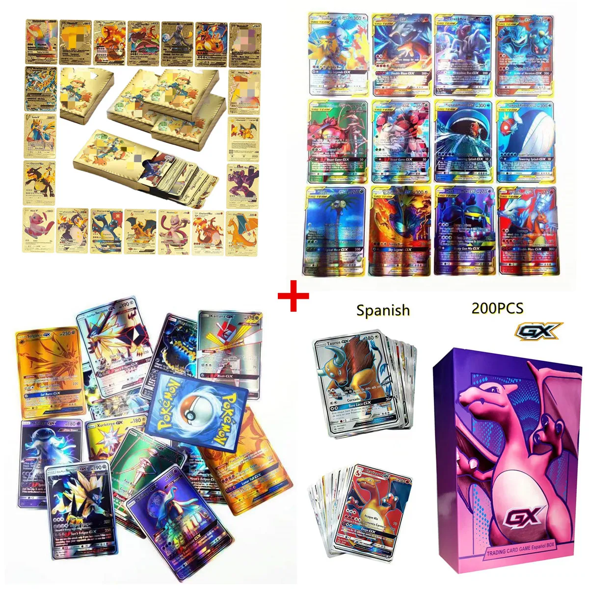 

20-300PCS Version Spanish French Pokemon Cards Gold Silver English Korean Vstar V Vmax GX Game Battle Card Children Toy