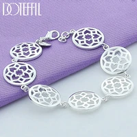 doteffil 925 sterling silver round flower chain bracelet for women wedding engagement party jewelry