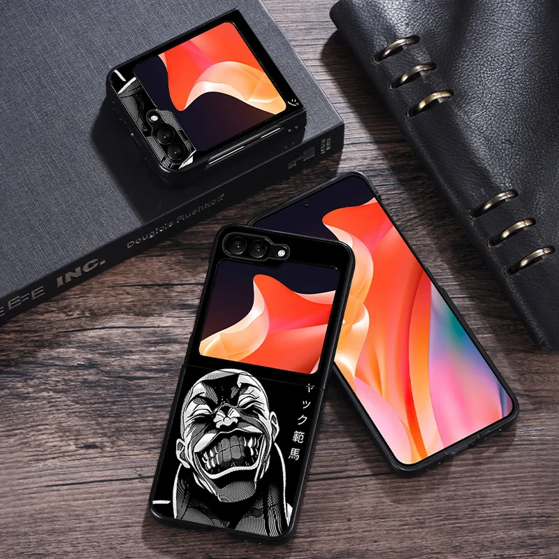 Чехол для телефона Samsung ZFlip6 5G Z-Flip5 Cool Baki Hanma Galaxy Z Flip4 Flip3 Flip 6 5 4 3 черный чехол