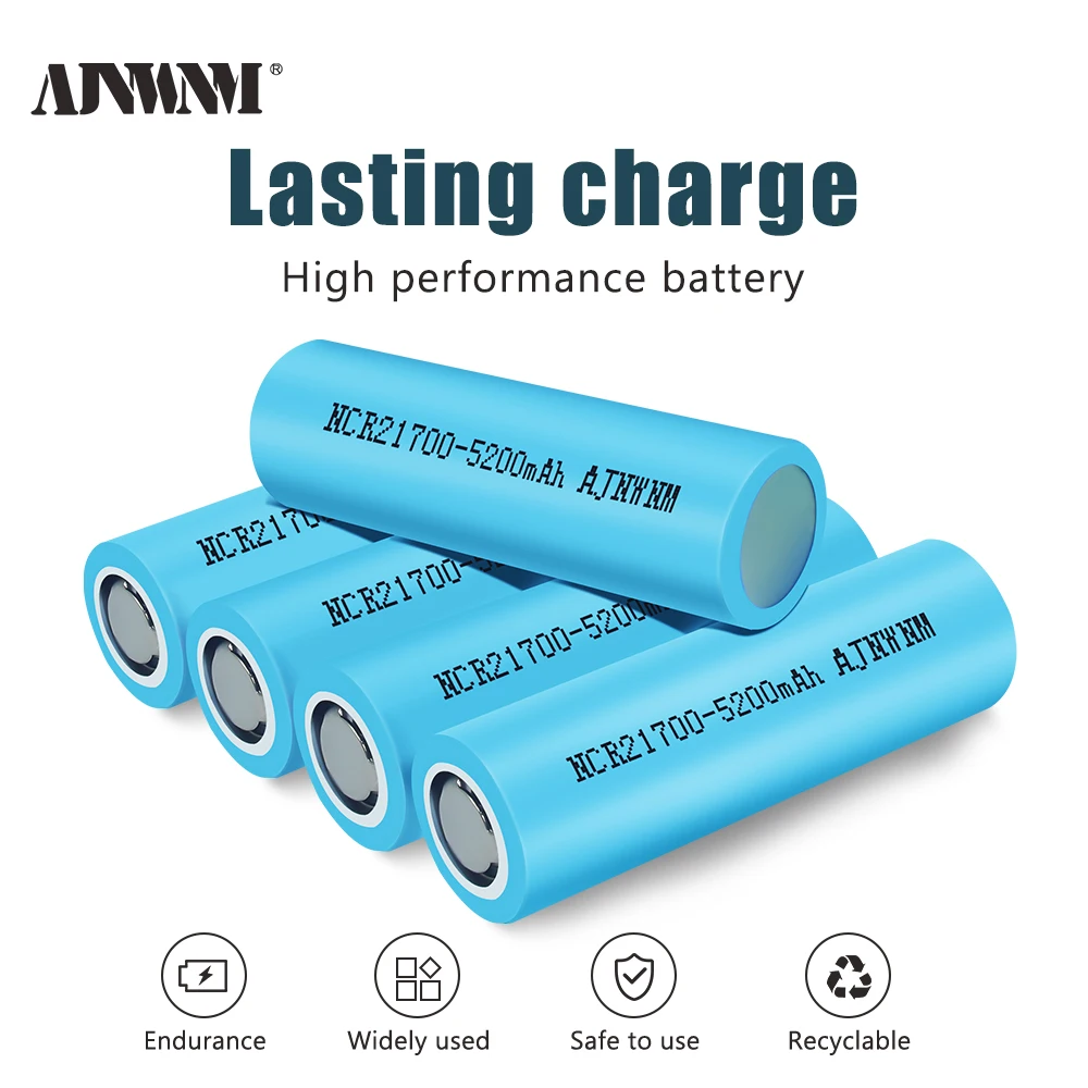 AJNWNM 3 7 V 4800 5200mAh 21700 батарея 30A Мощность 5C коэффициент разряда тройные литиевые