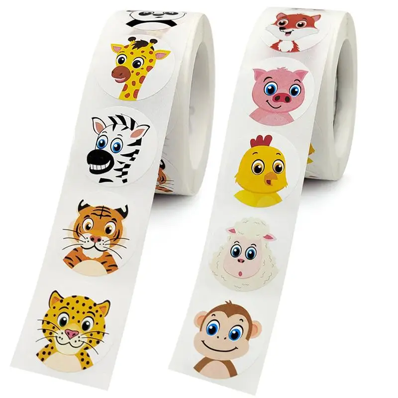 

Round Cartoon Toys Animal Stickers For Kids Teacher Reward Encourage Sticker Office Stationery For Children 1inch Party Stickers