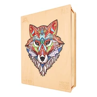 unique wooden puzzle fox educational wooden animal jigsaw puzzle for adult kid wood toy diy crafts jigsaw game with original box