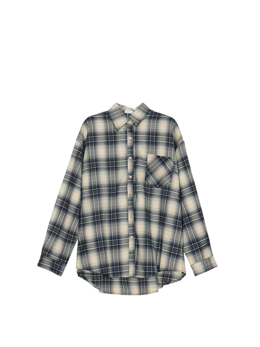 Американские клетчатые рубашки с длинными рукавами Верхняя одежда Женская весна