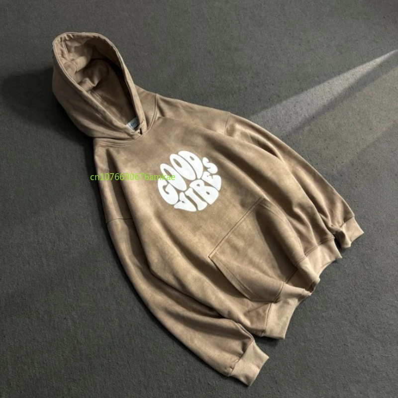 Утолщенный пуловер с капюшоном для мужчин и женщин Ins Tide ретро толстовка принтом