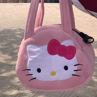 soft girl cute bag hello kitty large capacity shoulder crossbody bag plush bag student handbag