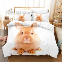 cute rabbit print duvet cover polyester fabric soft bedspreads for bed queen king size comforter cover adult kids bedding set
