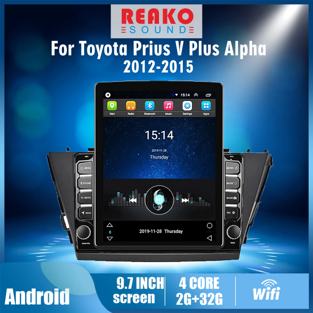

4G Carplay Autoradio For Toyota Prius V Plus Alpha 2012-2015 2 Din 9.7" Tesla Screen Car Multimedia Player GPS Android