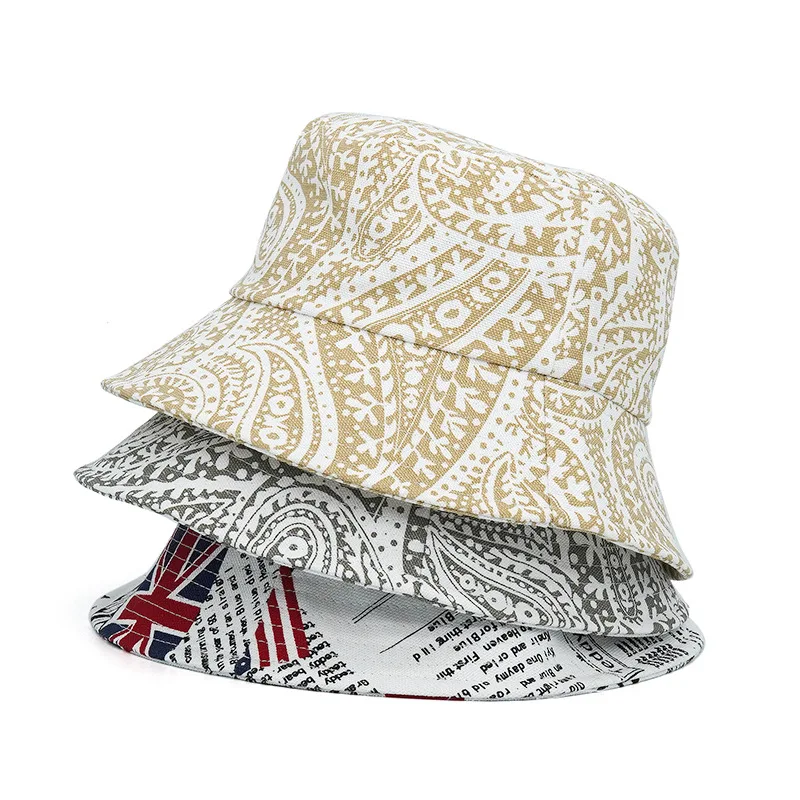 

Bucket Hats Letter Floral Print Hat Summer Sunscreen Men Women Panama Hat Cotton Fashion Anti-sun Outdoor Fisherman Cap