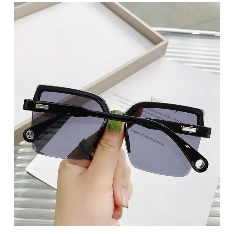 ew modne spersonalizowane okulary przeciwsłoneczne bez oprawek dla kobiet mężczyzn Vintage kwadratowe ponadgabarytowe wszechstronne gradientowe