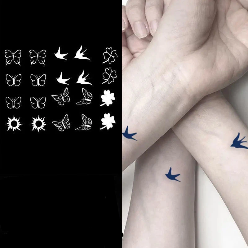 

2022 Small Cute Bow Butterfly Sun Four-leaved Clover Art Waterproof Juice Tattoo Stickers for Woman Man Body Temporary Tattoo