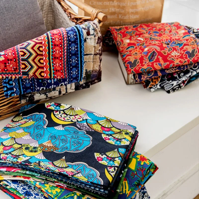 Ткань из хлопка и льна с принтом Юньнань Лицзян Этническая ретро богемная