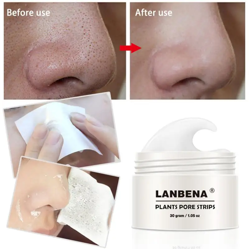 

30g LANBENA New Blackhead Remover Nose Mask Pore Strip Black Mask Peeling Acne Moisturizing Deep Cleansing Skin Care+60 *Tissues