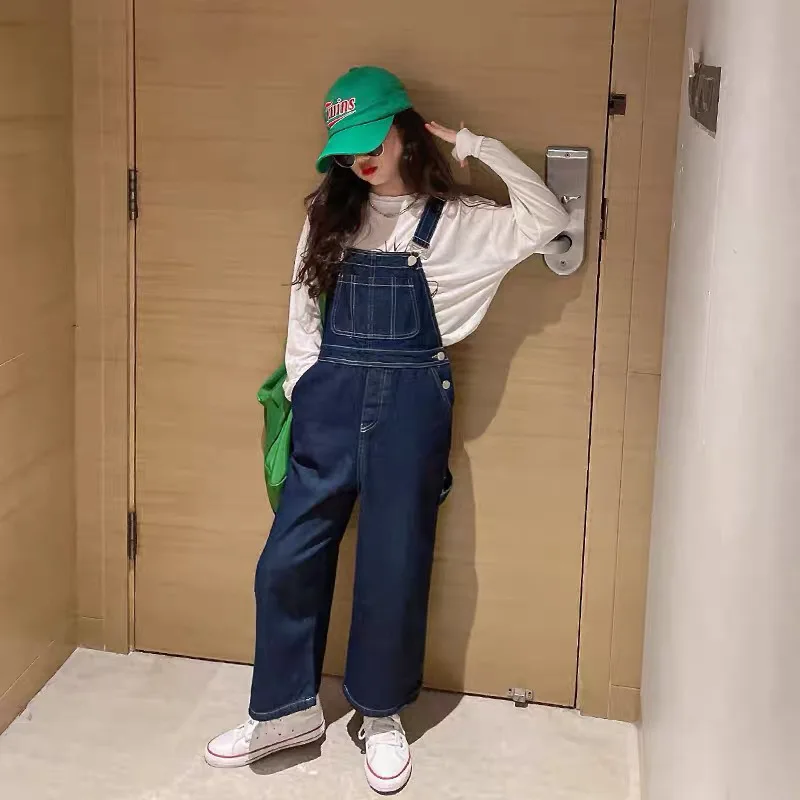 

Джинсовый комбинезон для девочек, брюки из денима для подростков, Комбинезоны для детей, весна-осень