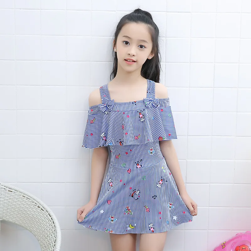 

2022 Children's Swimsuit Female One-piece Princess Skirt Flat-angle Big Children's Swimsuit Summer Girls' Swimsuit