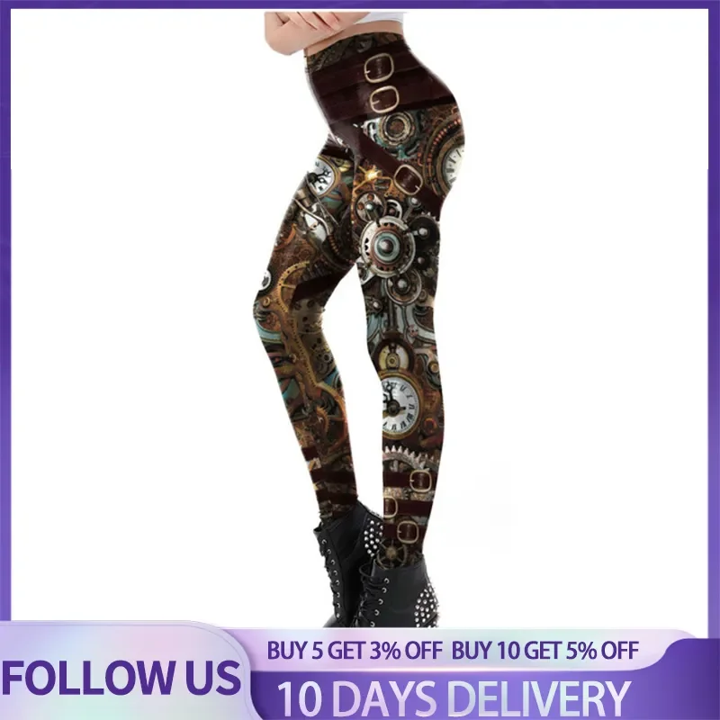 

[You're My Secret] Vintage Mechanical Gear Women Leggings Workout Pants 3D Printed Steampunk Leggins Fitness Sexy Legins