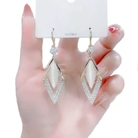 women opal rhinestone dangle earrings pearl goth earrings for women party jewelry long animal flower crystal big earrings