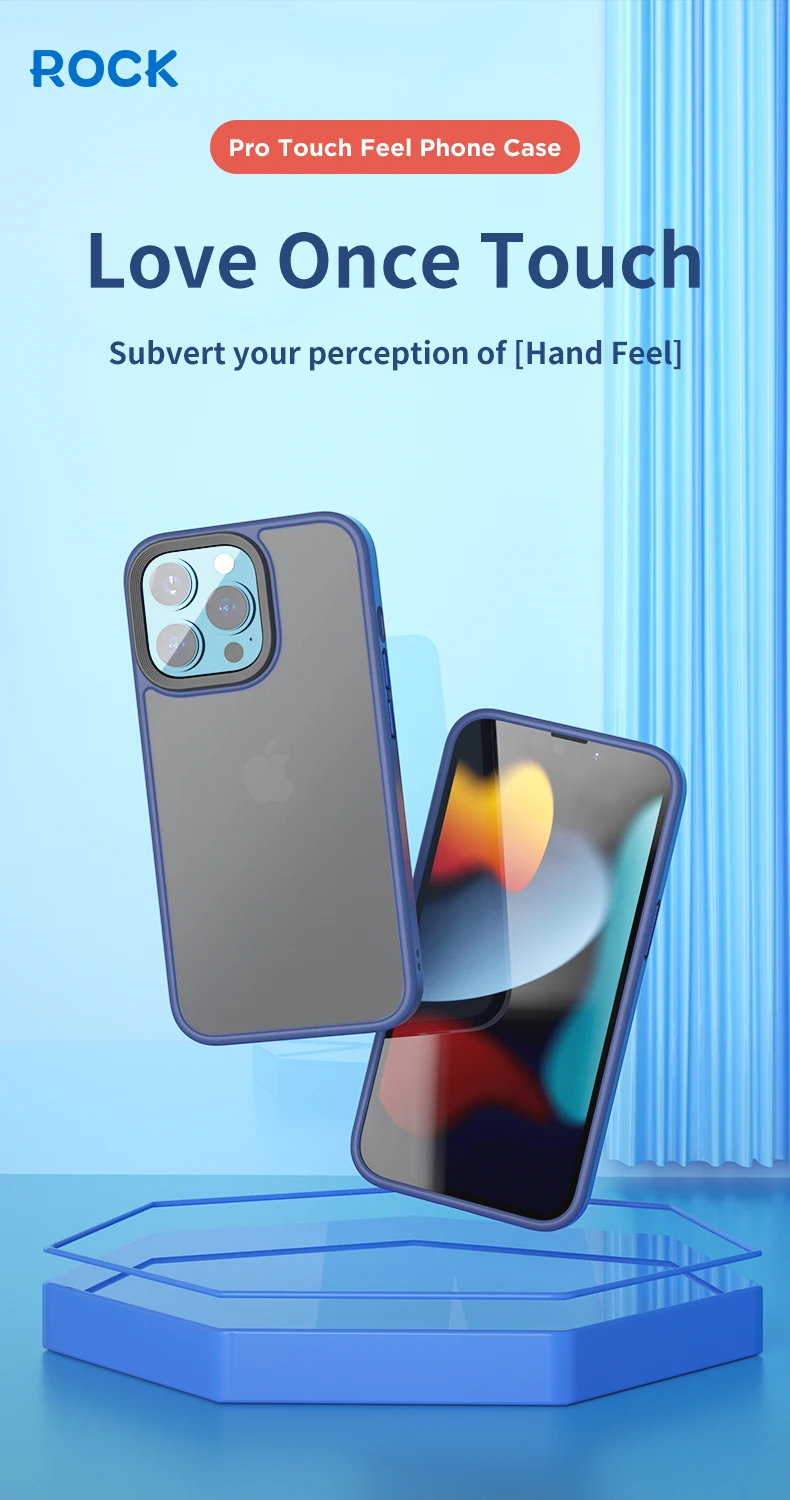 Rock Shockproof for iPhone 14 Pro Case,Translucent Matte Hard Back with Silicone Slim Protective Anti-Fingerprint Anti-Scratch