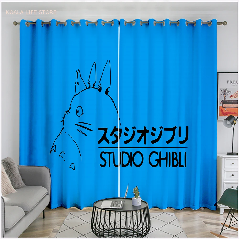 

My Neighberhood Totoro Blackout Curtains 3D Print Cartoon Cute Lovely Kawaii Window Drapes For Kids Curtains For Living Room