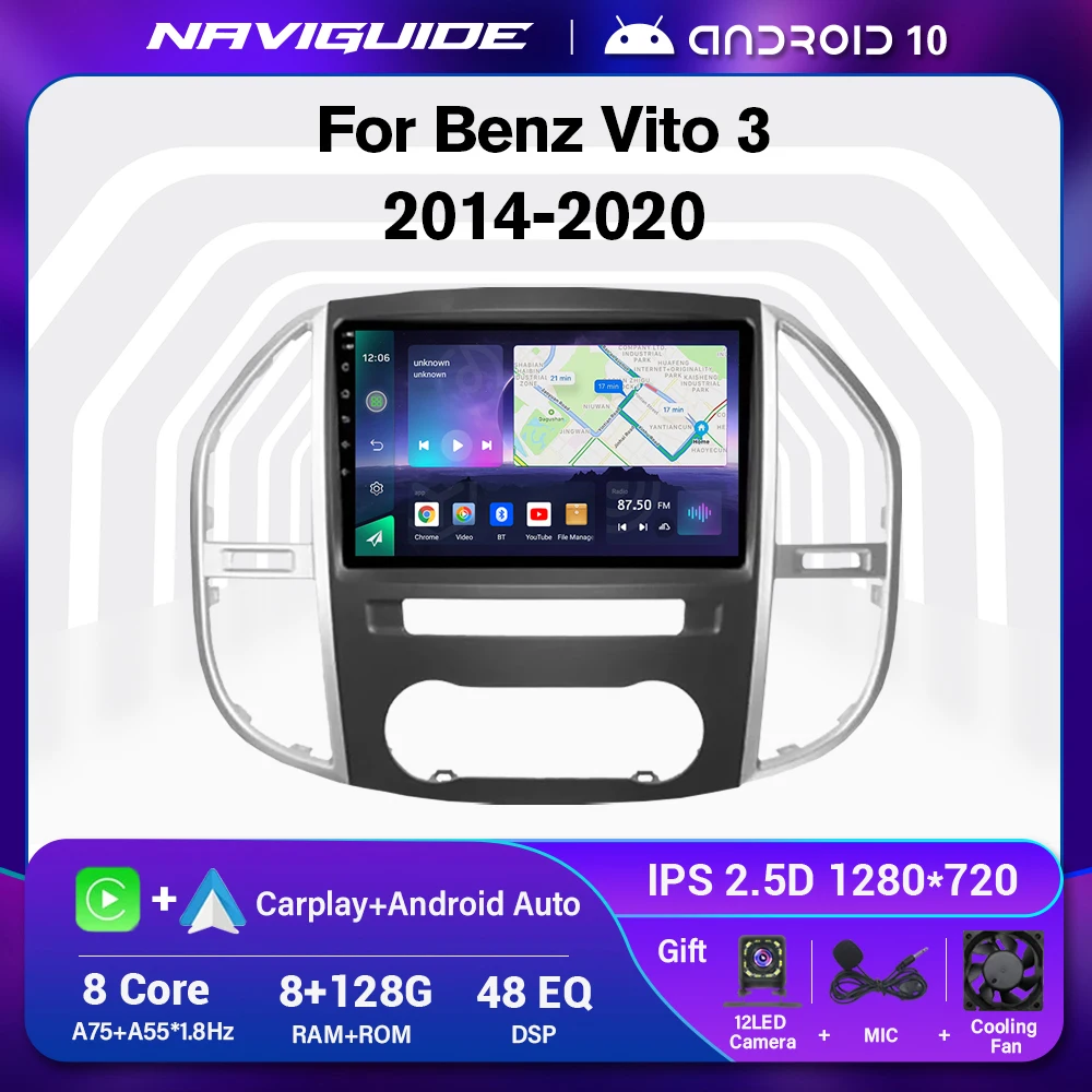 

Автомагнитола для Mercedes Benz Vito 3 W447 2014-2020, мультимедийный видеоплеер, навигация, стерео, GPS, Android 10,0, 2din, 2 Din, DVD