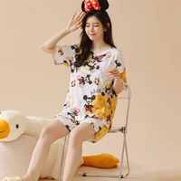 disney 4xl oversized mickey mouse pajama sets woman short sleeve top and shorts 2 pieces set pajamas for women casual home suit
